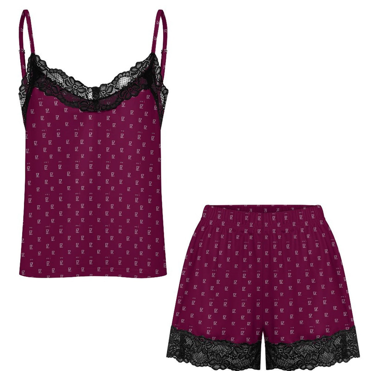 Custom Women Lace V Neck Spaghetti Strap Camisole Shorts Pajama Set