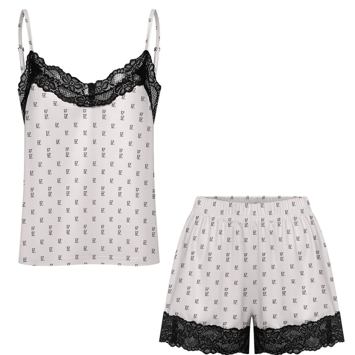 Custom Women Lace V Neck Spaghetti Strap Camisole Shorts Pajama Set