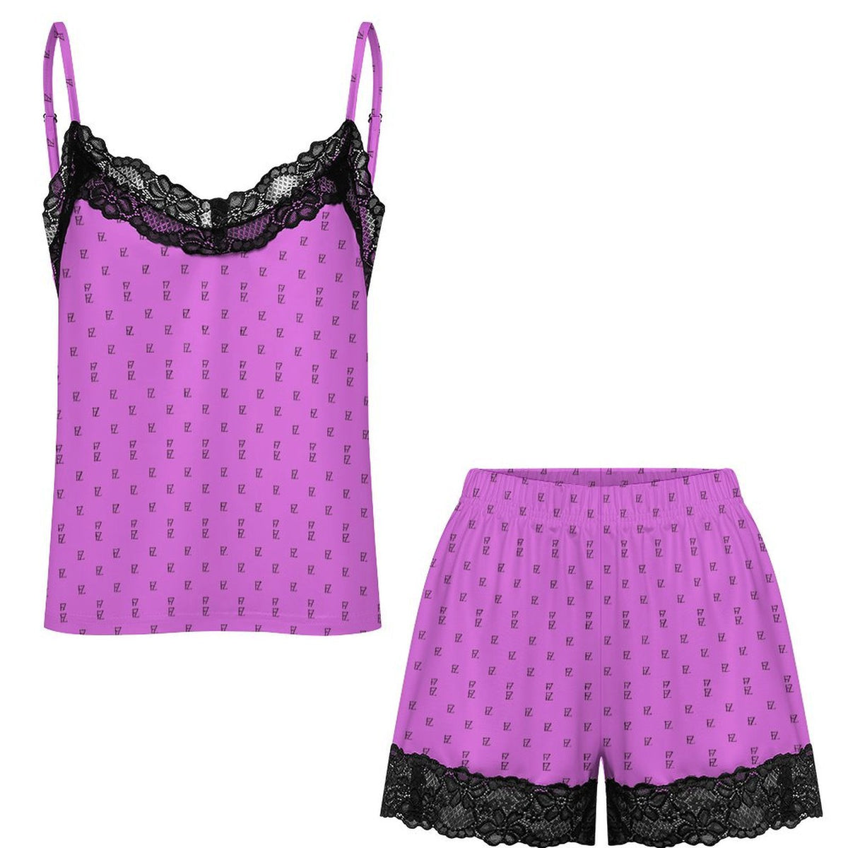 Custom Women Lace V Neck Spaghetti Strap Camisole Shorts Pajama Set