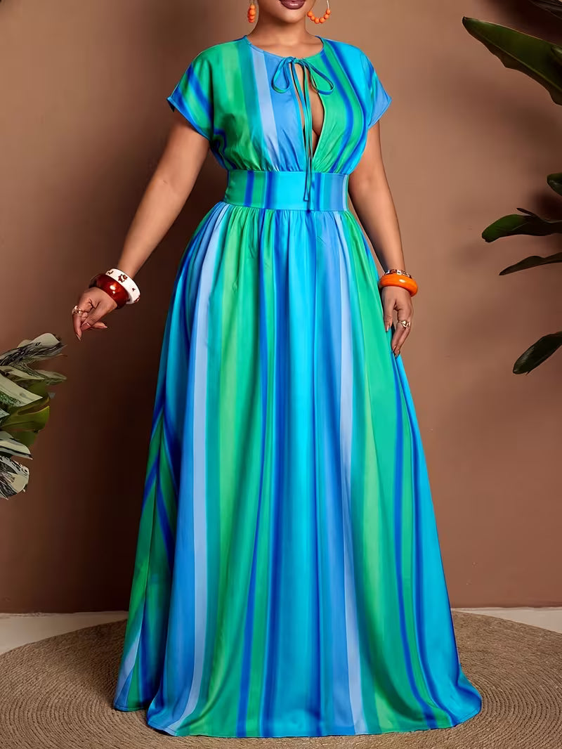 FZ Women's Plus Size V-Neck Short-Sleeved Sundress