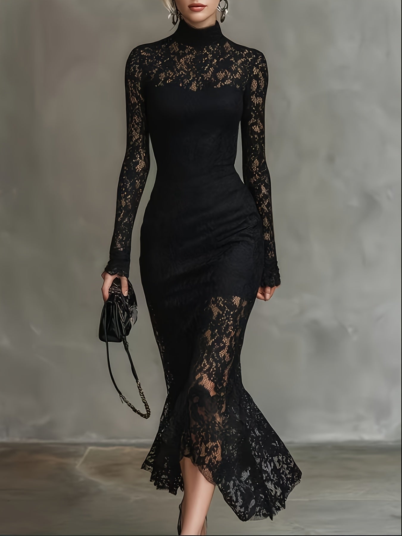 FZ Women's Stretch Lace Waist-Defining Fit Mermaid Dress