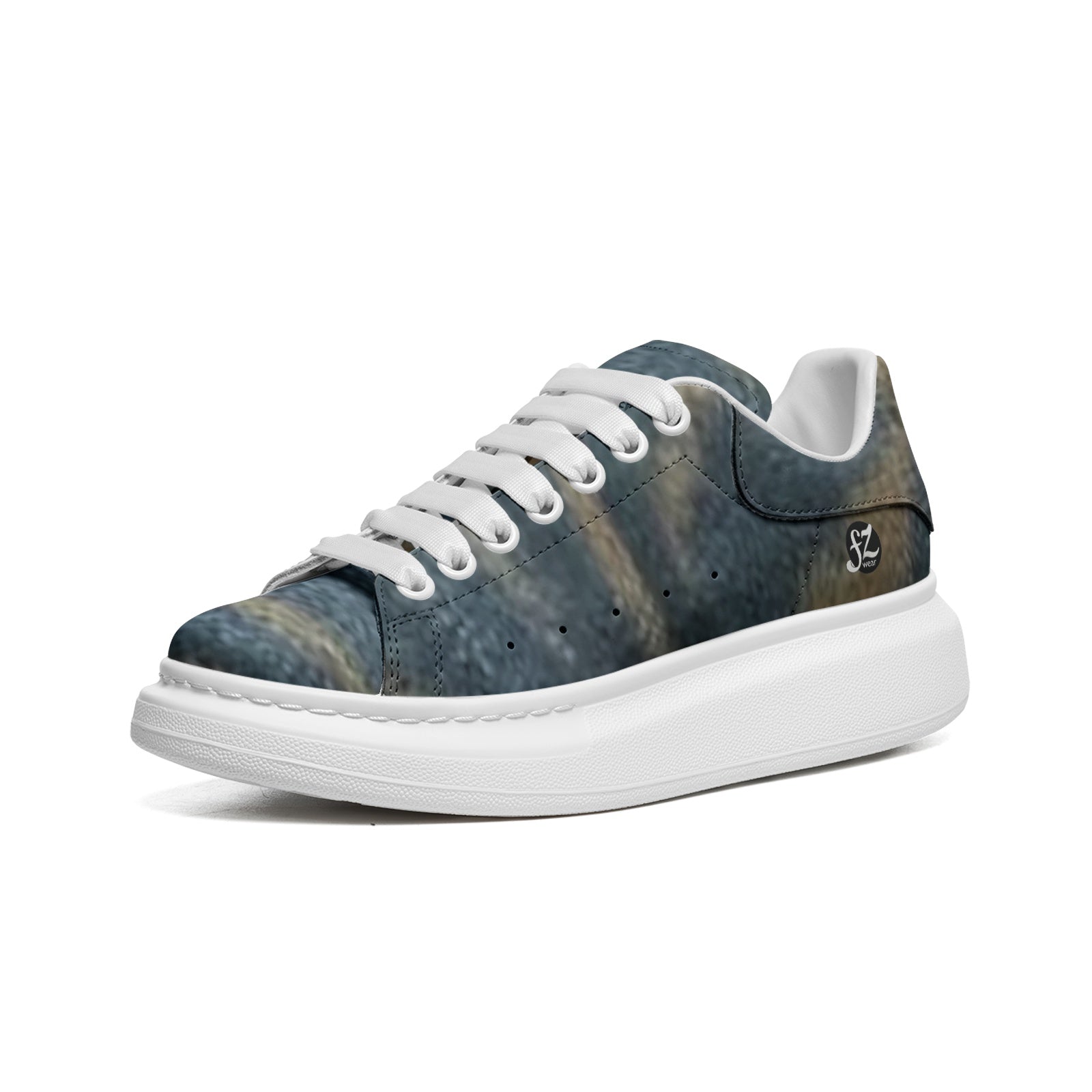 FZ Unisex Non Slip Lace Up Faux Leather Sneakers
