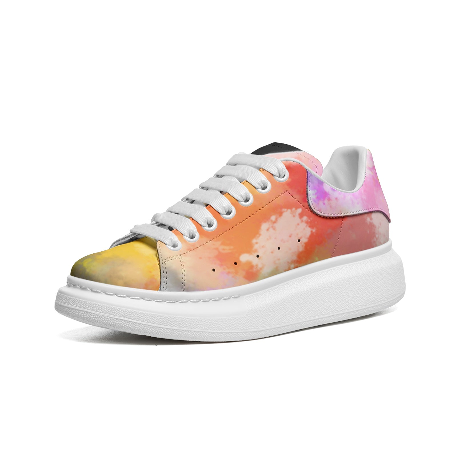 FZ Unisex Non Slip Lace Up Faux Leather Sneakers