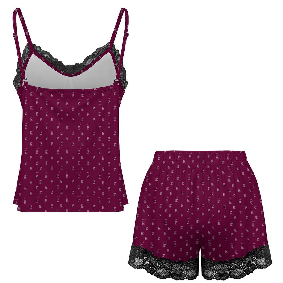 Custom Women Lace V Neck Spaghetti Strap Camisole Shorts Pajama Set