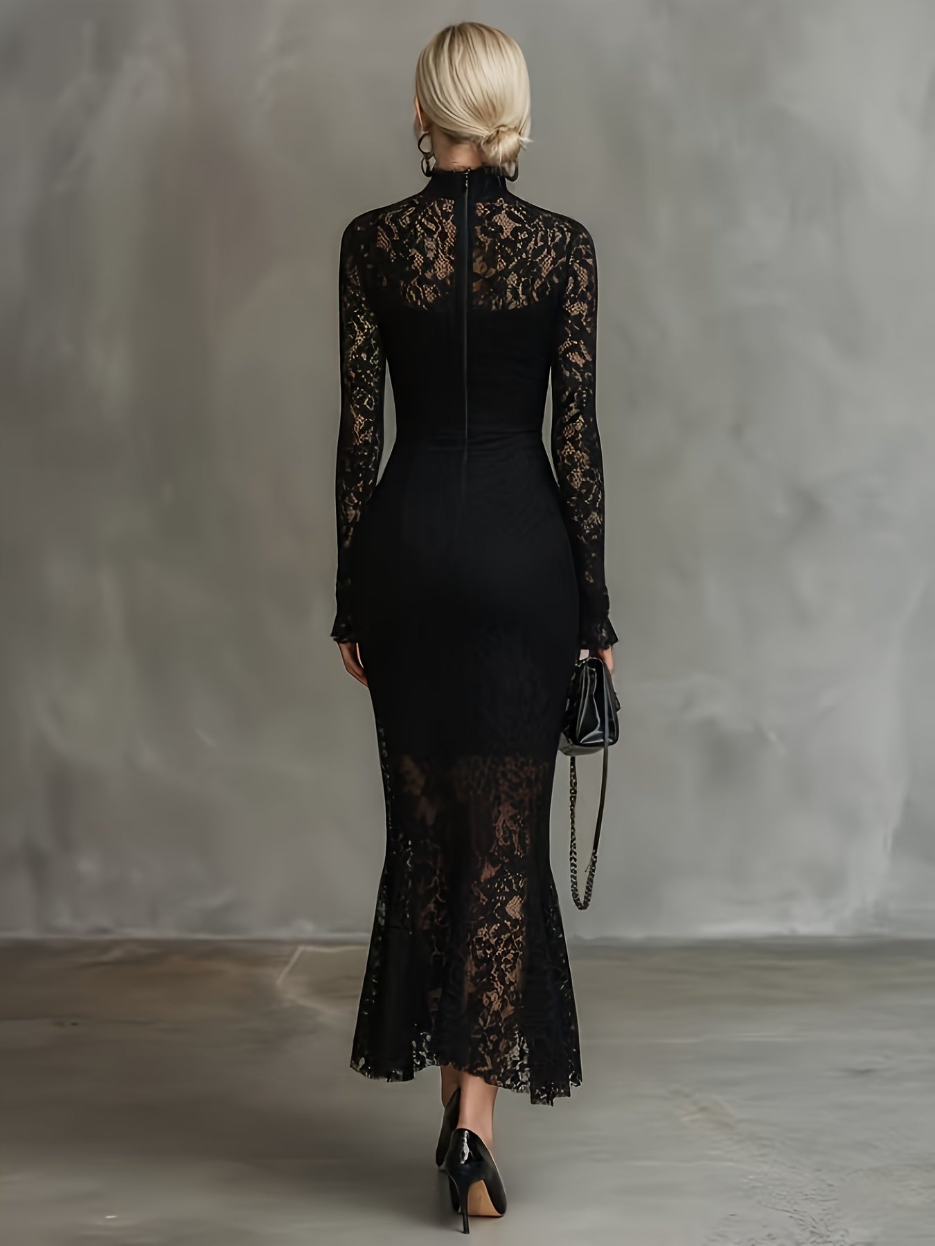 FZ Women's Stretch Lace Waist-Defining Fit Mermaid Dress