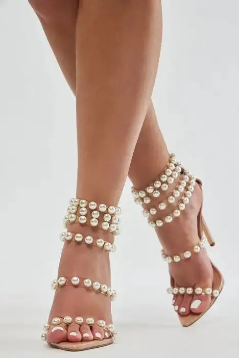 Big Size Oversize Large Size 44 Sandals for Women Super High Heels Pearl decoration Sandals Wedding Shoes Dress Shoes Summer FZwear