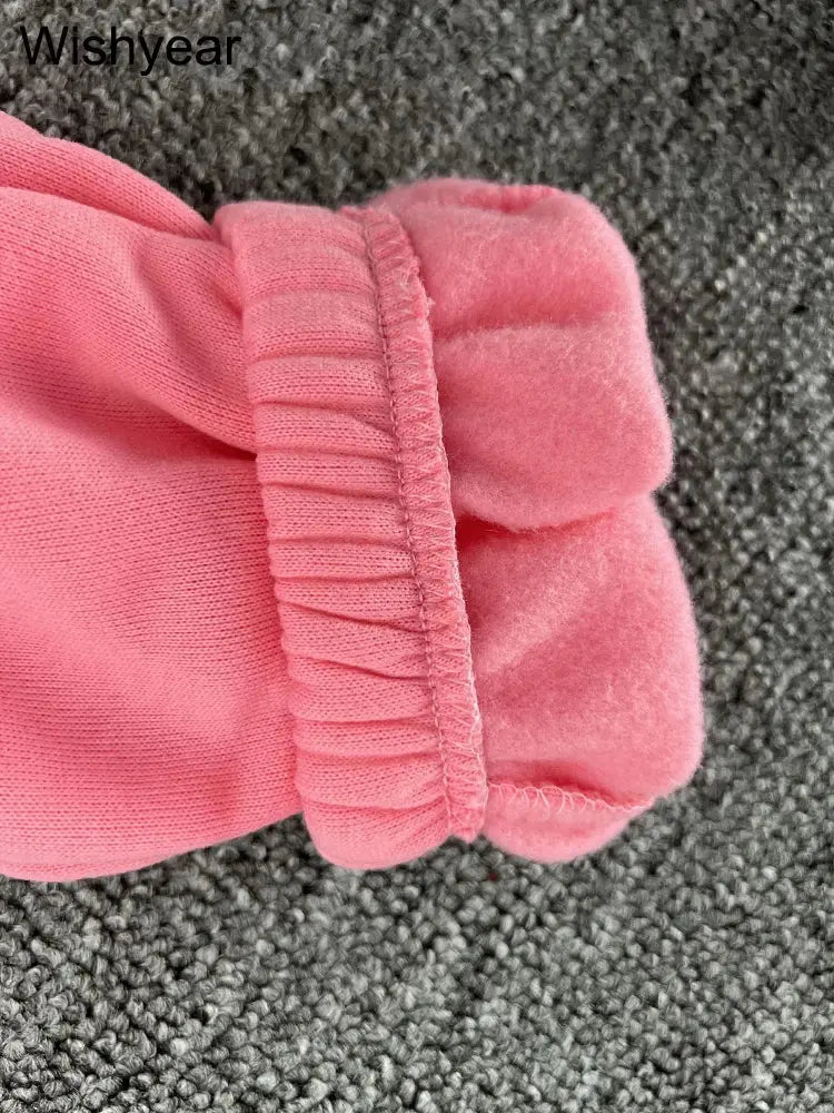 Elegant Sweatshirt Hoodie Crop Top and Leggings Sweatpants Thick Warm Velvet Two Piece Pants Set Women Winter Outfit Sweatsuit FZwear