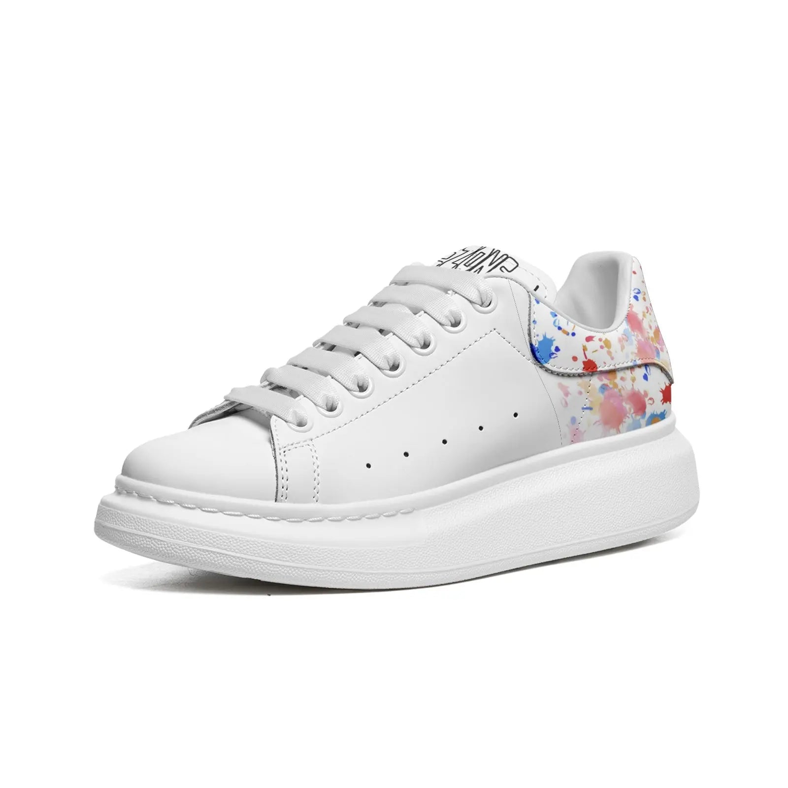 FZ Unisex Non Slip Lace Up Faux Leather Sneakers Printy6