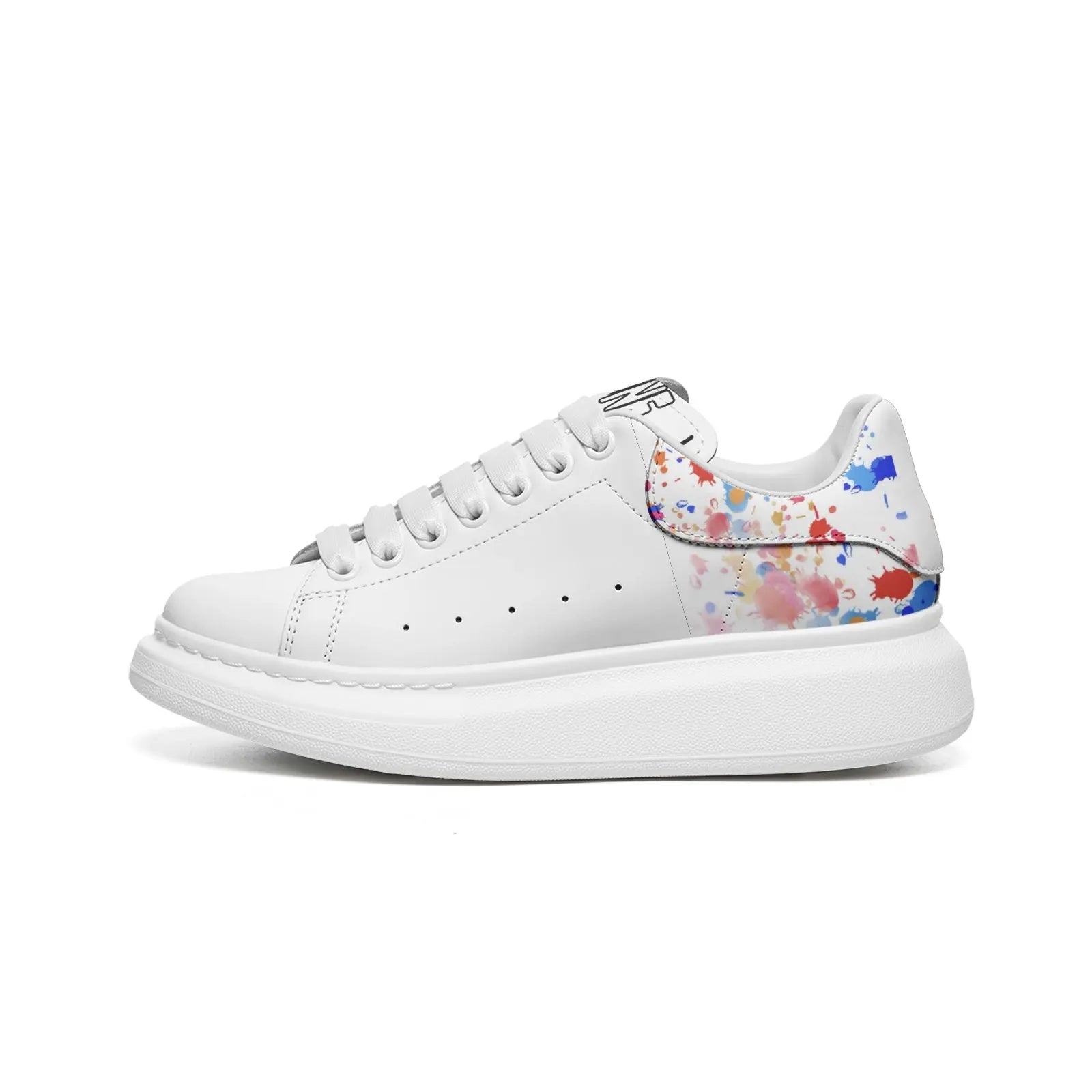 FZ Unisex Non Slip Lace Up Faux Leather Sneakers Printy6