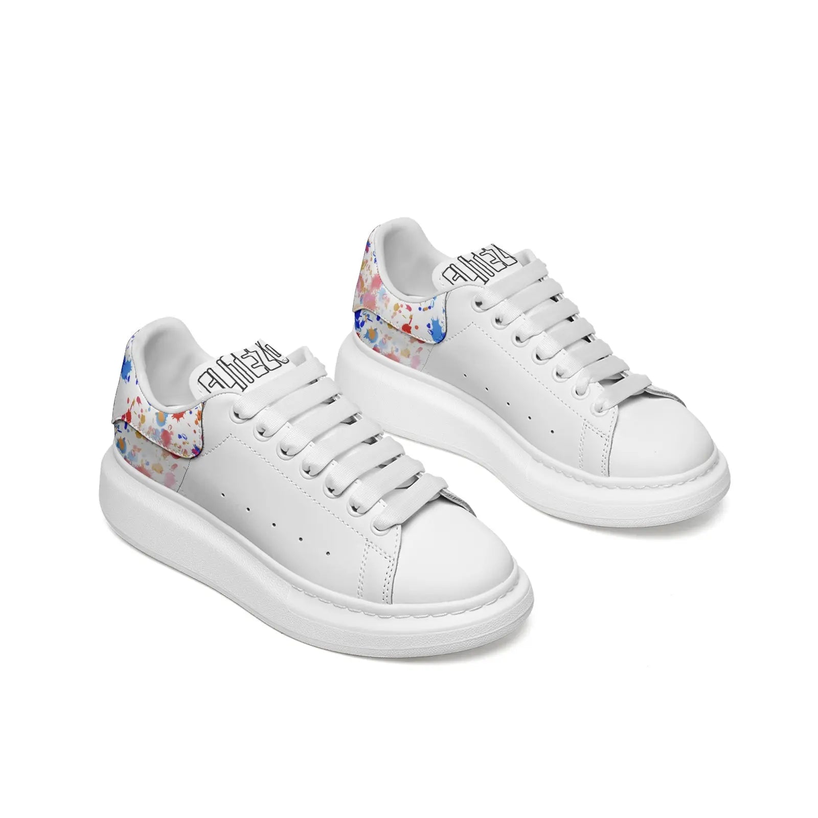 FZ Unisex Non Slip Lace Up Faux Leather Sneakers Printy6