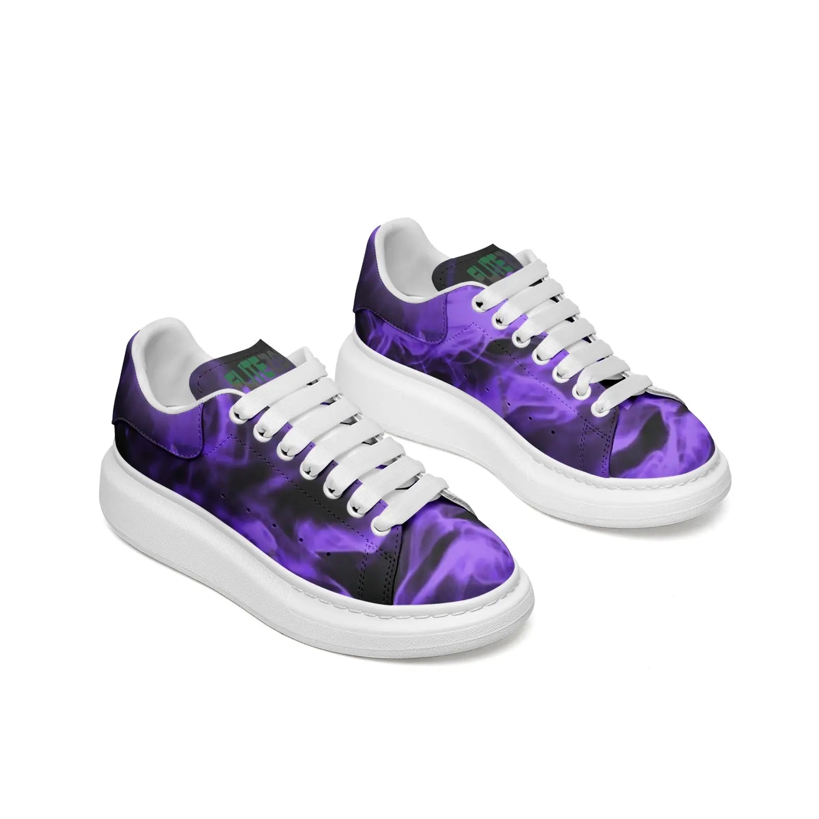 FZ Unisex Non Slip Lace Up Faux Leather Sneakers Printy6