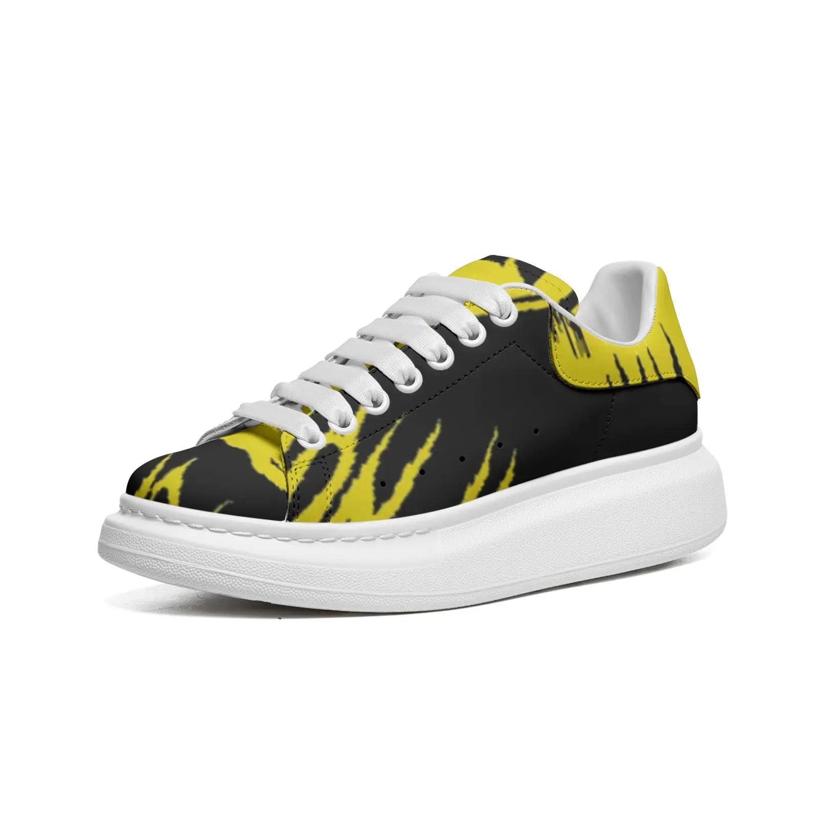 FZ Unisex Non Slip Lace Up Faux Leather Sneakers Printy6