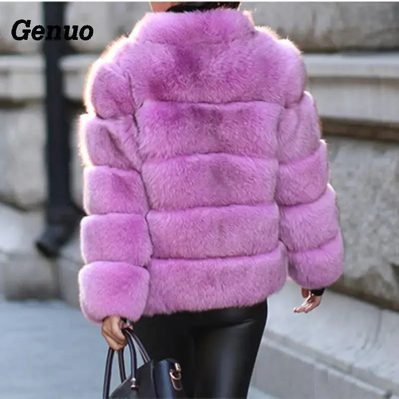 Genuo Thick Warm Winter Faux Fur Coat Women Faux Fox Fur Jacket Autumn Fashion Casual Outerwear Fur Overcoat 2020 FZwear
