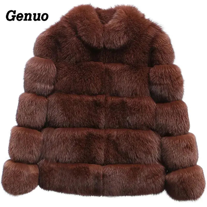 Genuo Thick Warm Winter Faux Fur Coat Women Faux Fox Fur Jacket Autumn Fashion Casual Outerwear Fur Overcoat 2020 FZwear