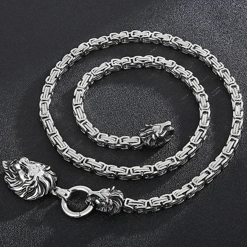 FZ Gothic Lion Head Stainless Steel Charm Pendant Necklace
