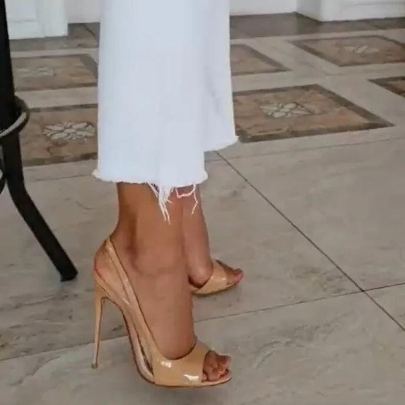 FZ Women's Slingback Nude Patent Leather Open Toe Shoes - FZwear