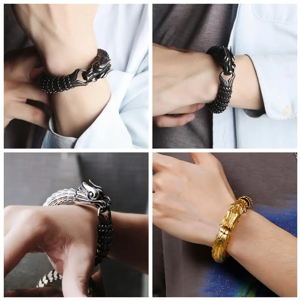 FZ Dragon Link Chain Viking Stainless Steel Punk Vintage Bracelet - FZwear