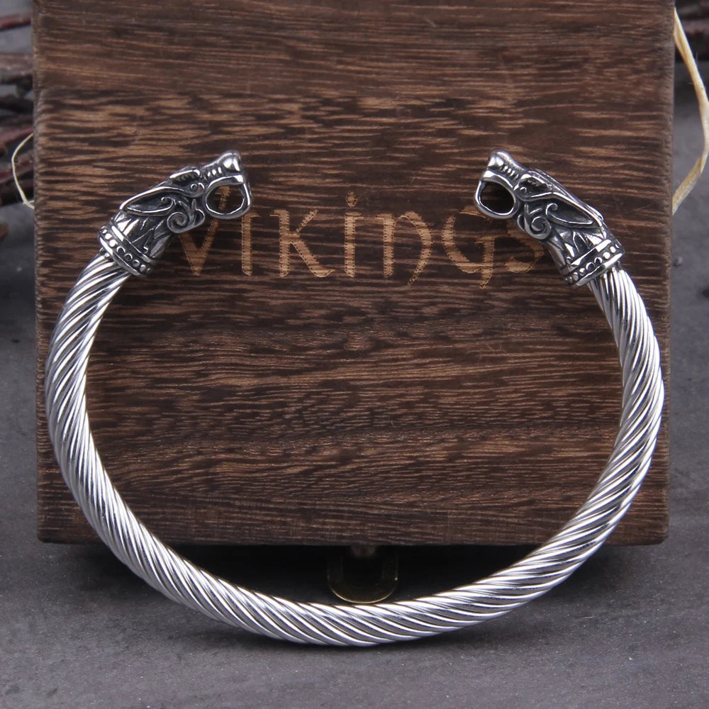 FZ Men's Stainless Steel Nordic Viking Norse Dragon Bracelet