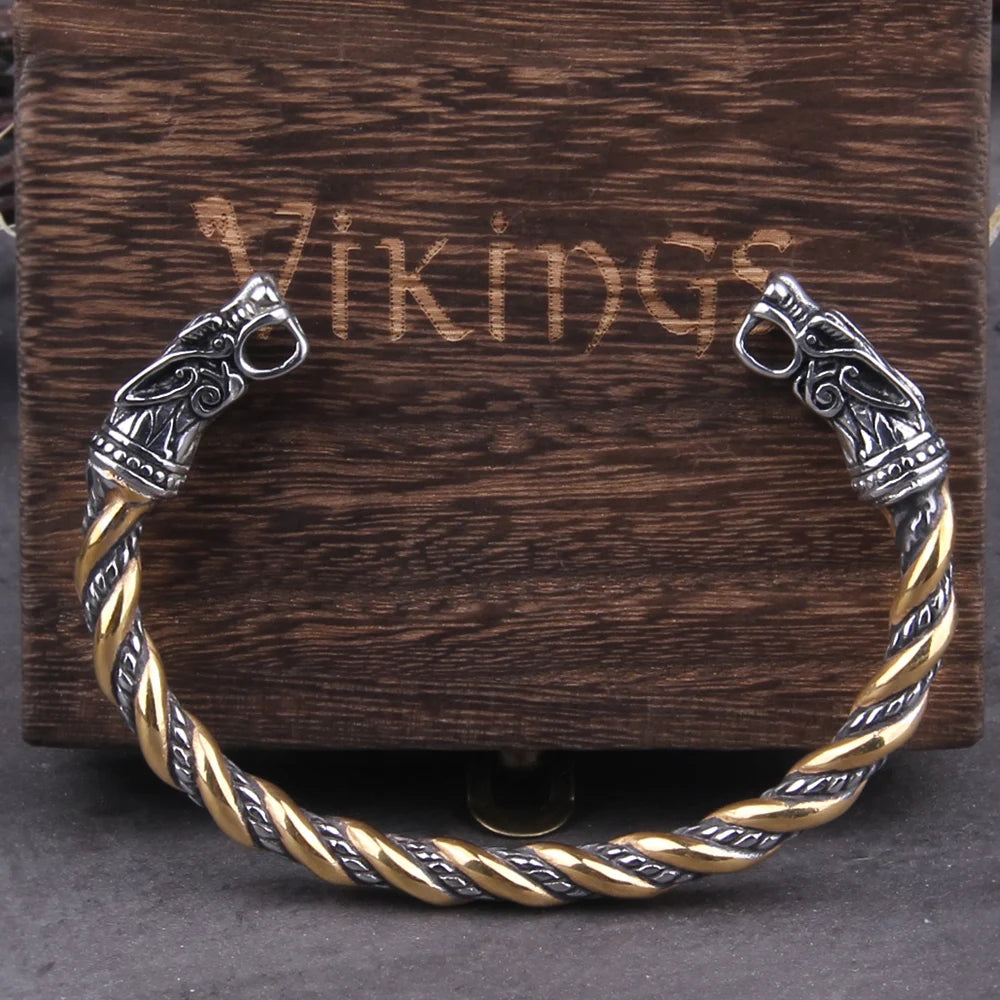 FZ Men's Stainless Steel Nordic Viking Norse Dragon Bracelet