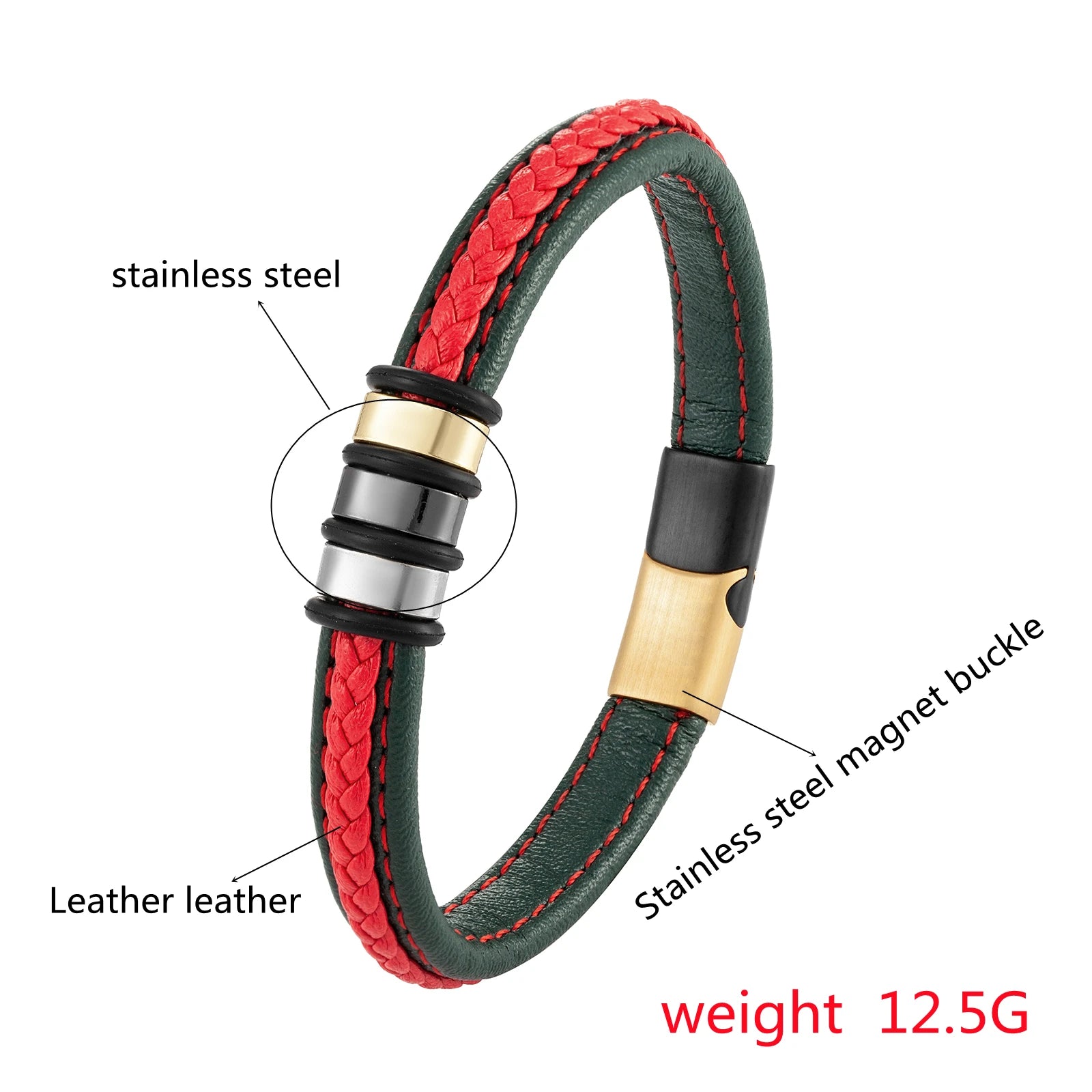 FZ New Interlocking Couple Stainless Steel Leather Rope Bracelet - FZwear