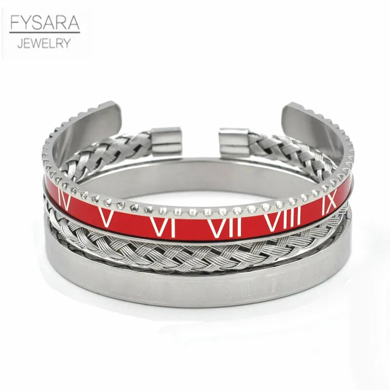 FZ 3pcs/Set Stainless Steel Speedometer Cuff Bracelet - FZwear