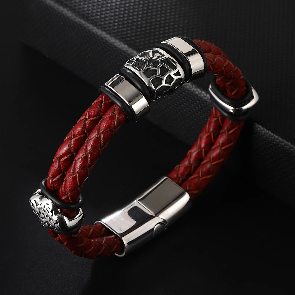 FZ Stainless Steel Double-Layer Leather Bracelet - FZwear