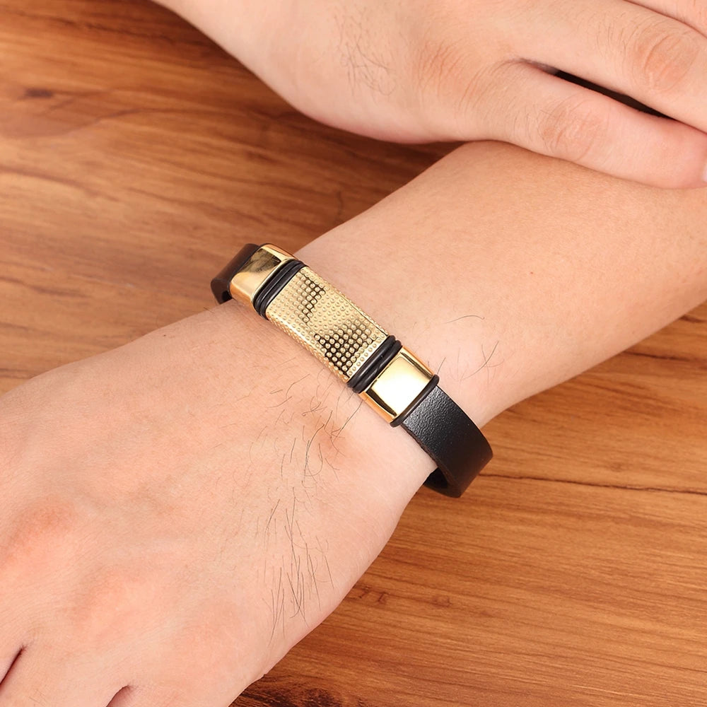 FZ Classic Style Leather Stainless Steel Bracelet - FZwear