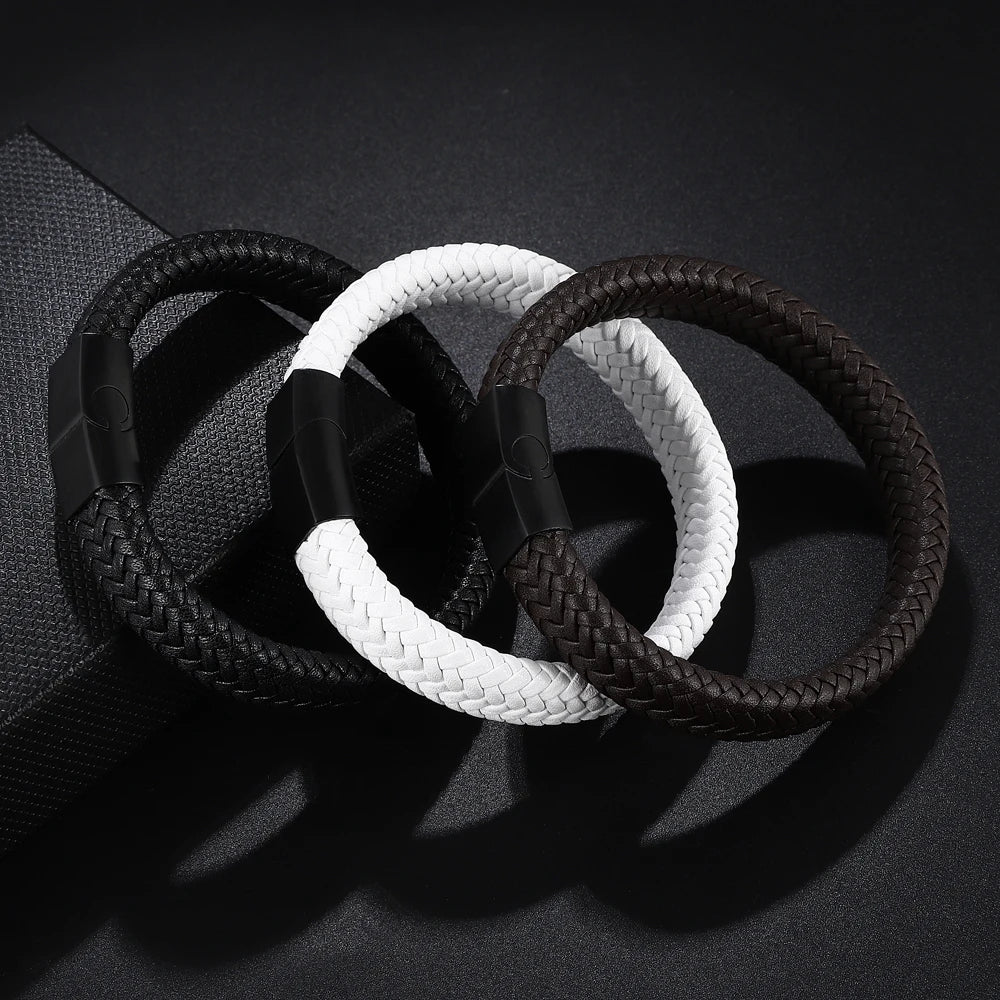 FZ Retro Button Braided Genuine Leather Bracelet - FZwear