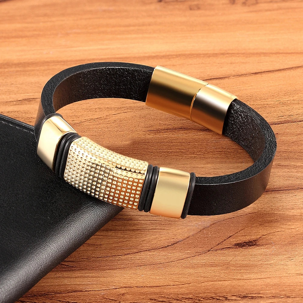 FZ Classic Style Leather Stainless Steel Bracelet - FZwear