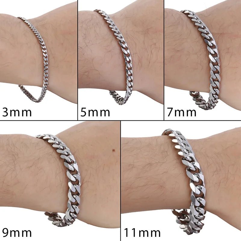 FZ Stainless Steel Curb Cuban Link Chain Bracelet - FZwear