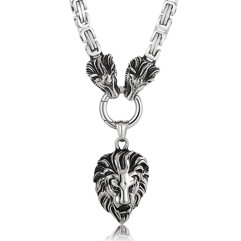 FZ Gothic Lion Head Stainless Steel Charm Pendant Necklace