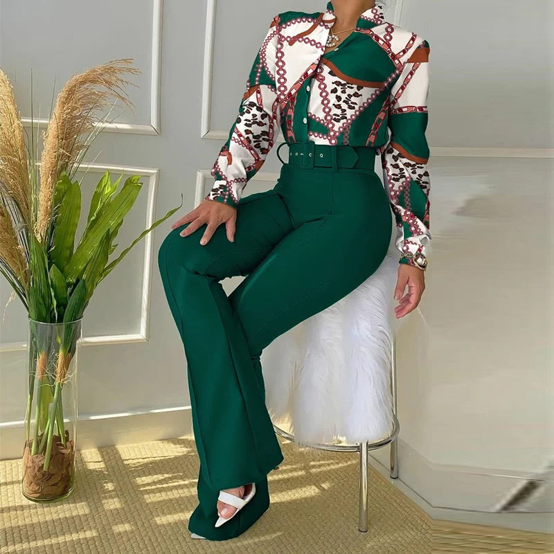 FZ Women's Wide Leg High Street Straight Two Piece Pants Suit DSers