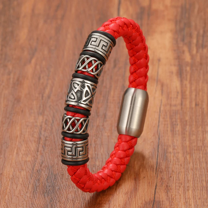 FZ Retro Button Braided Classic Genuine Leather Bracelet - FZwear