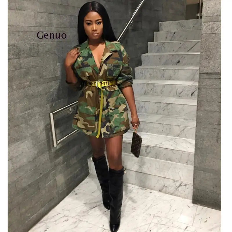 FZ Women's Camouflage Sexy Army Green Military Outwear Jacket - FZwear