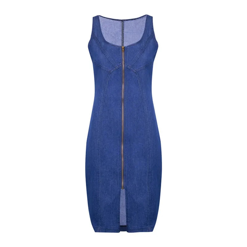 FZ Women's Sexy Sleeveless Sexy Split Mini Denim Dress - FZwear