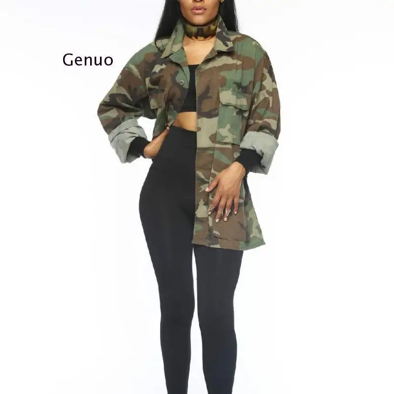 FZ Women's Camouflage Sexy Army Green Military Outwear Jacket - FZwear