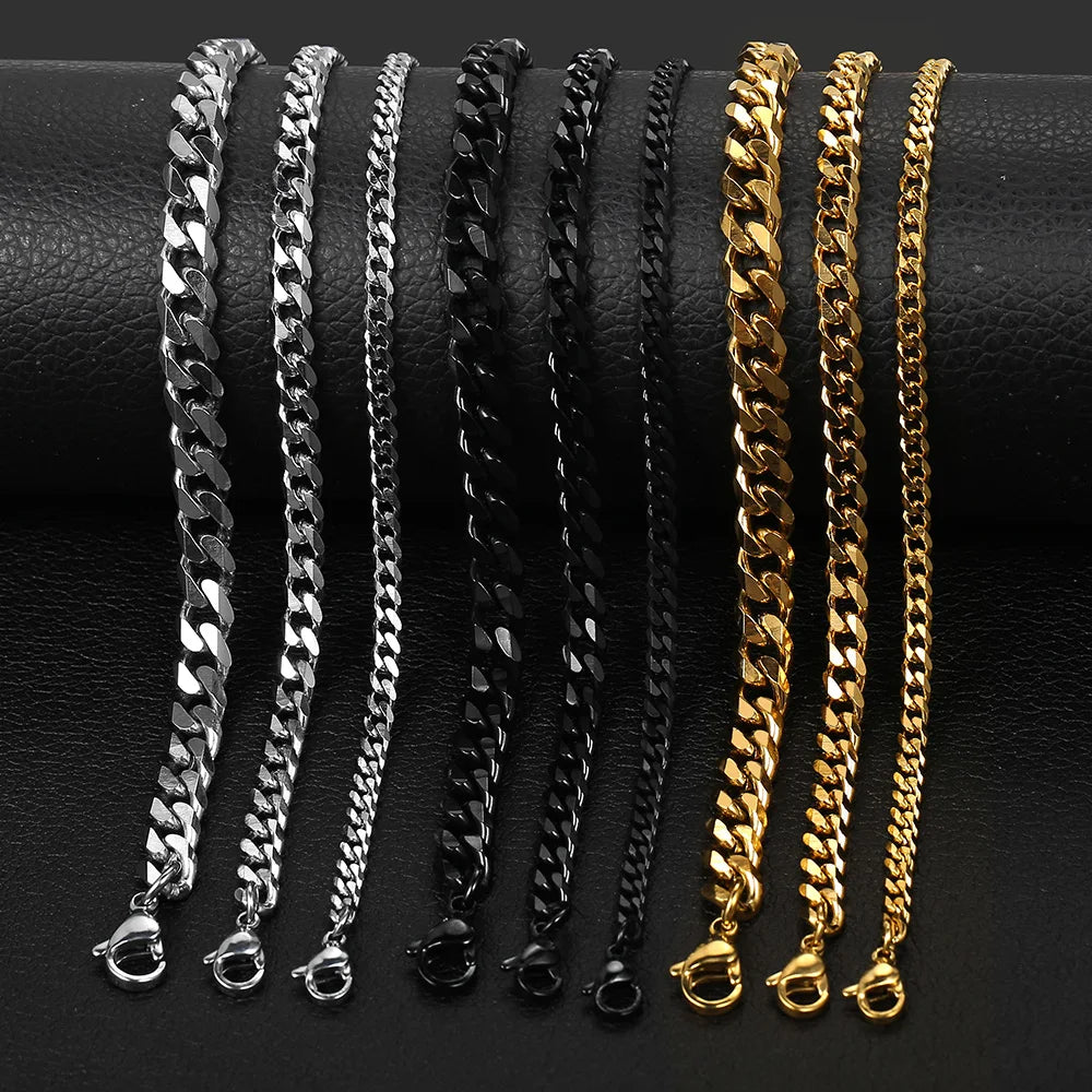 FZ Stainless Steel Curb Cuban Link Chain Bracelet - FZwear