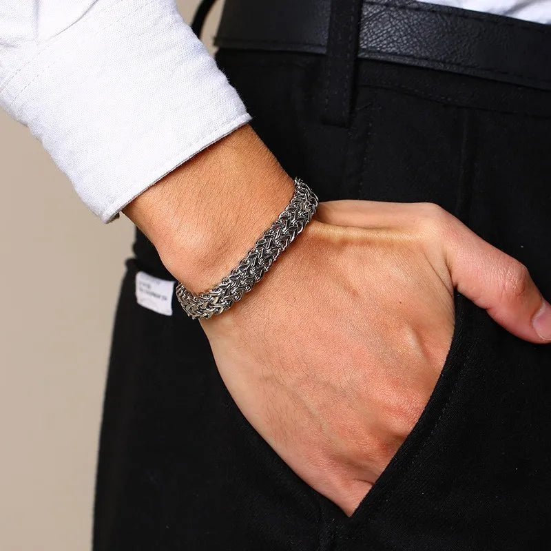 FZ Double Wheat Chain Stainless Steel High Polished Bracelet - FZwear