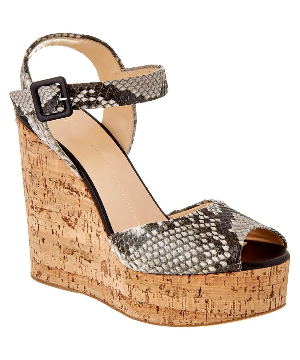 FZ Women's Platform Wedge SnakeSkin Ankle Wrap Shoes - FZwear