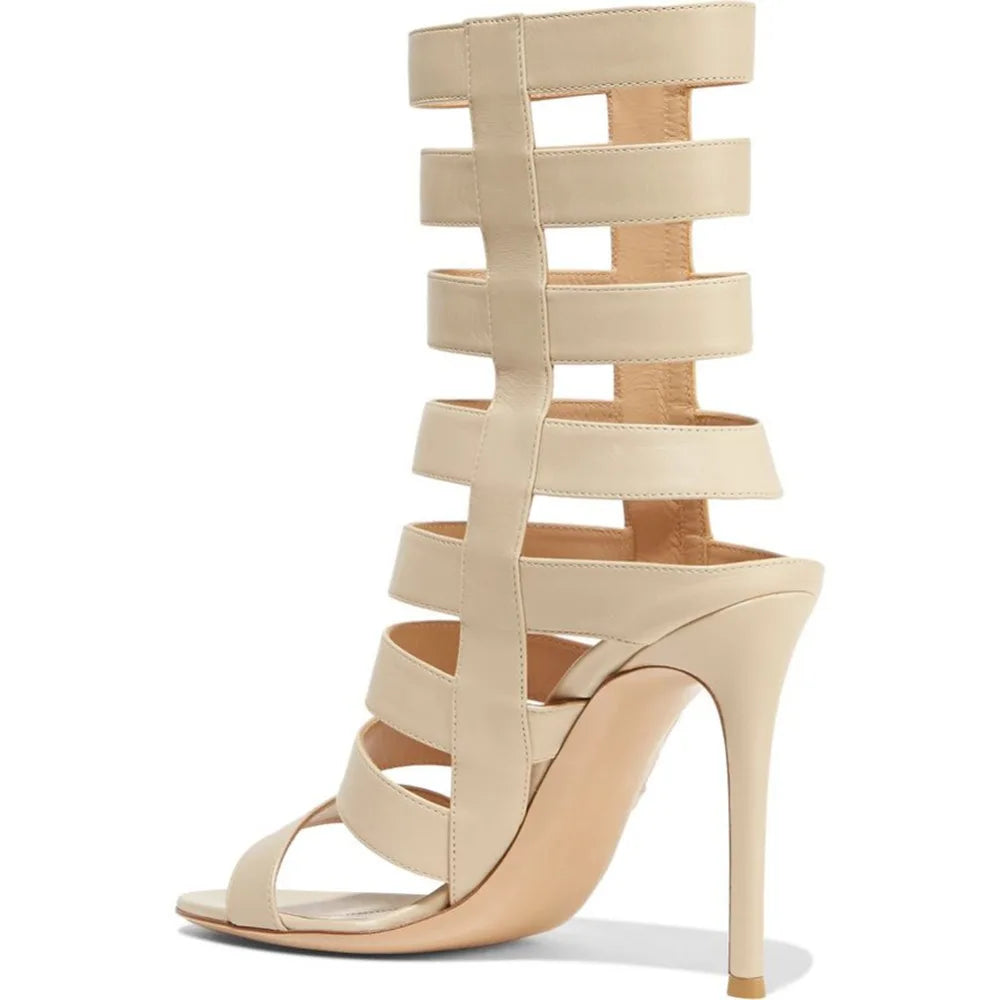 FZ Women's PU Leather Gladiator Stiletto Heel Shoes - FZwear