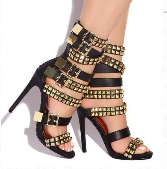 FZ Women's Cross Belt Stiletto Thin High Heel Shoes - FZwear