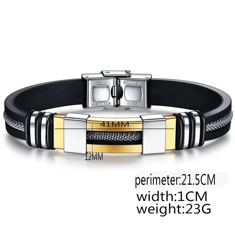 FZ Punk Vintage Stainless Steel Silicone Bracelet - FZwear