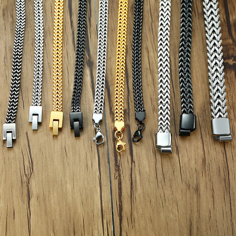 FZ Vintage Oxidized Cool Double Curb Chain Stainless Steel Punk Antique Bracelet - FZwear