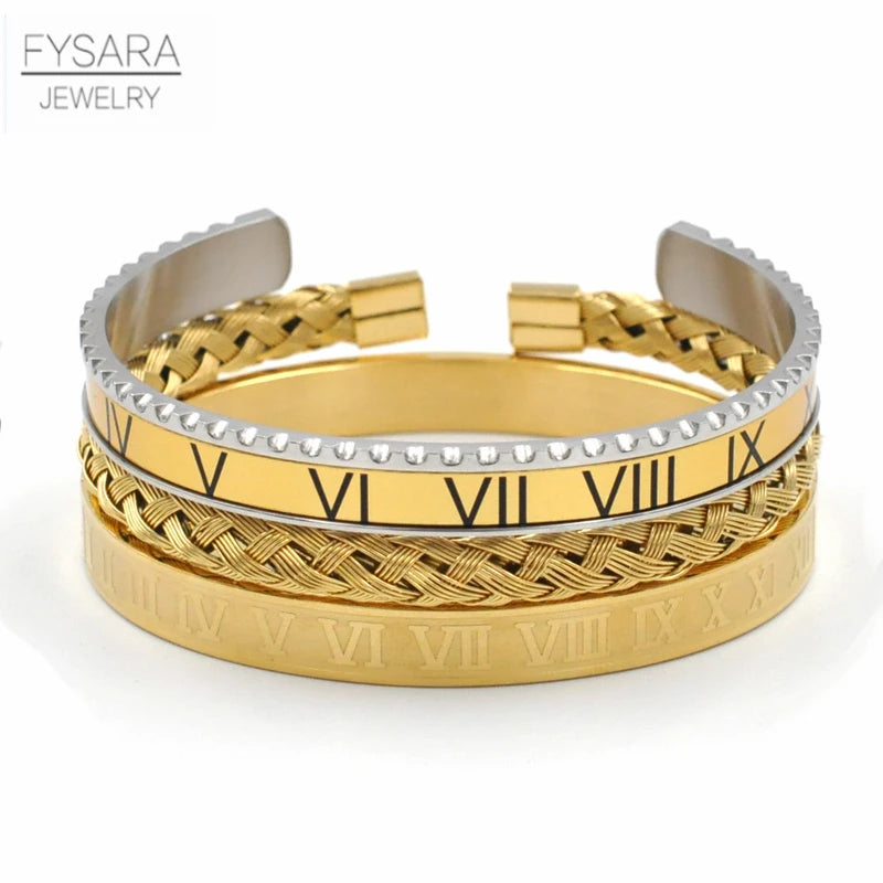 FZ 3pcs/Set Stainless Steel Speedometer Cuff Bracelet - FZwear