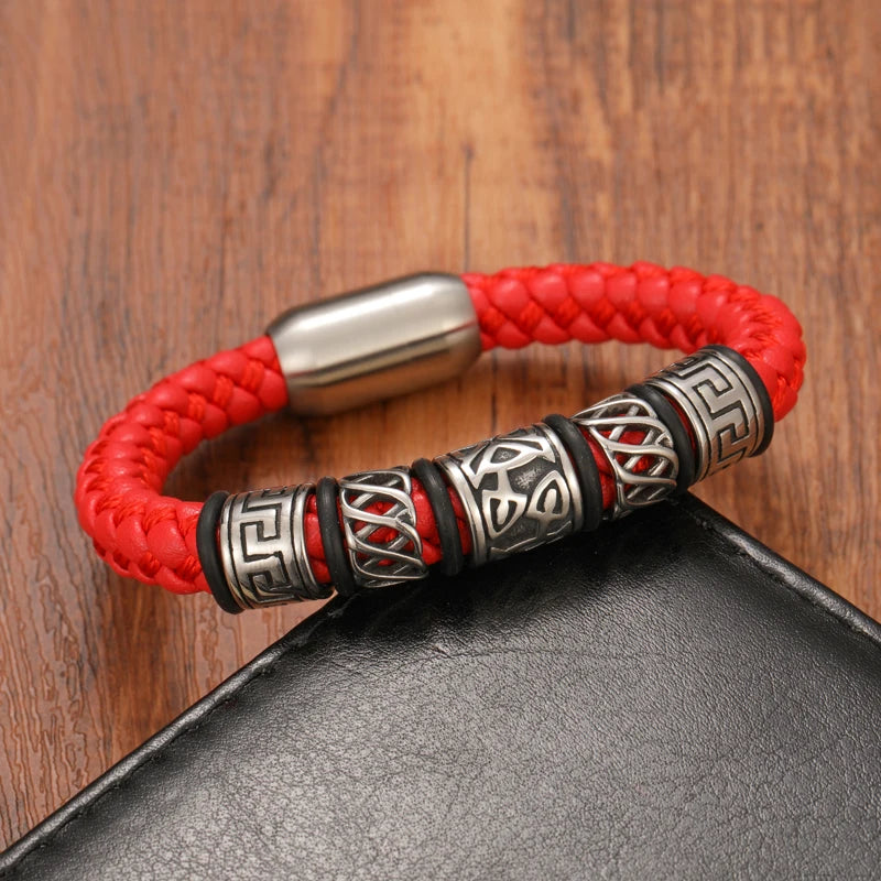 FZ Retro Button Braided Classic Genuine Leather Bracelet - FZwear