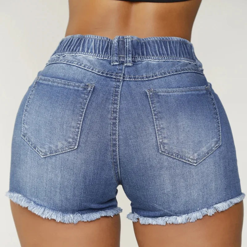 FZ Women's High Waist Ripped Sexy Denim Slim Elastic Waist Shorts - FZwear