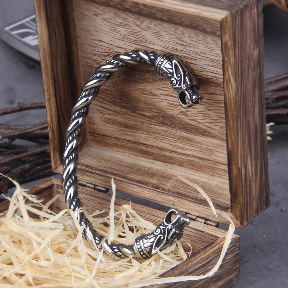 FZ Men's Stainless Steel Nordic Viking Norse Dragon Bracelet