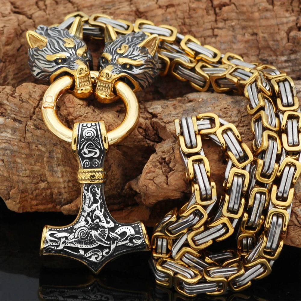 FZ Nordic Celtic Viking Wolf Head Stainless Steel Necklace - FZwear