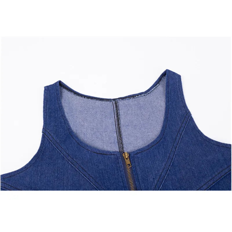 FZ Women's Sexy Sleeveless Sexy Split Mini Denim Dress - FZwear