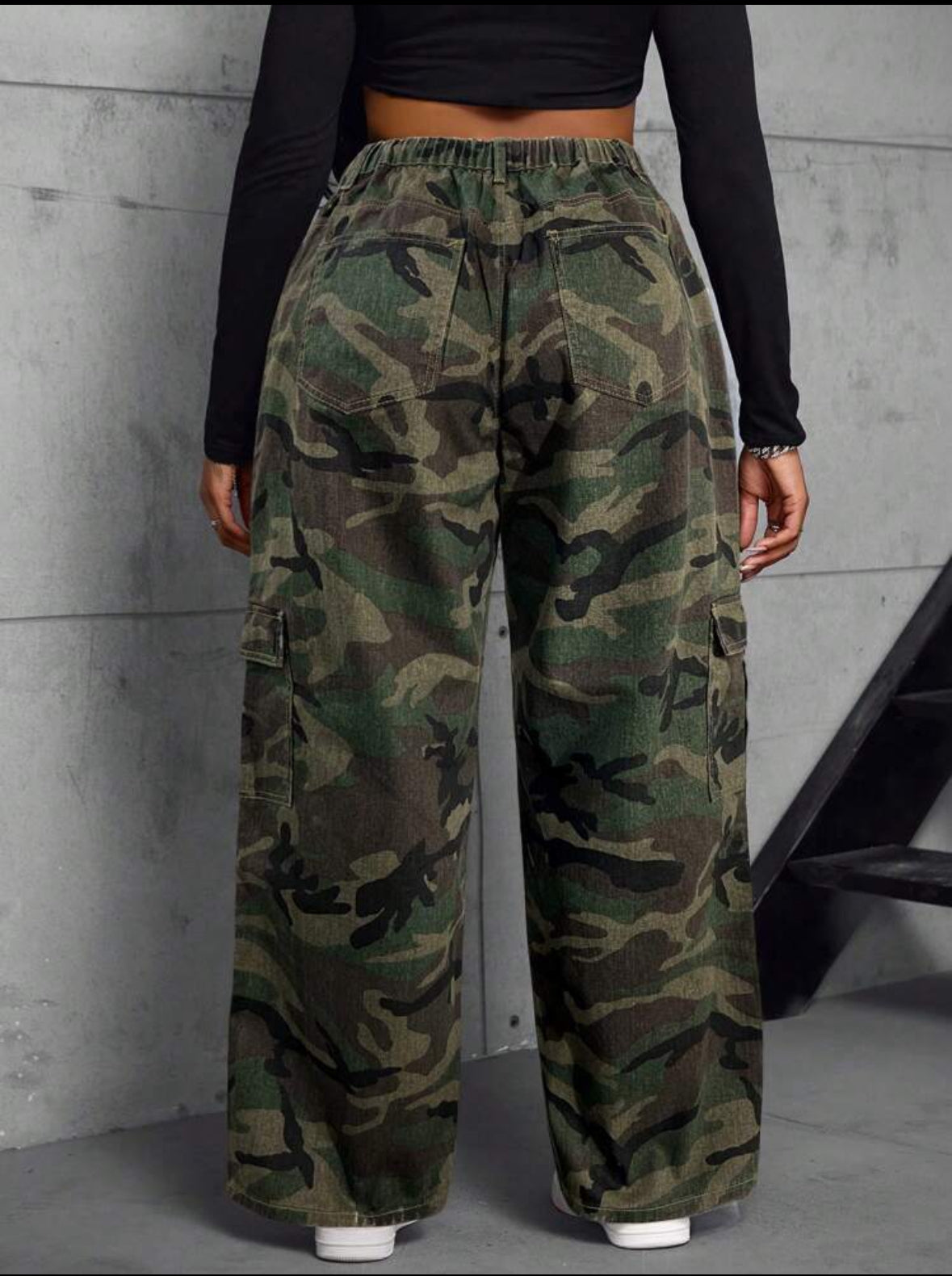 FZ Women's Plus Size Camouflage Cargo Straight Denim Pants